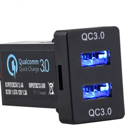 Cllena Quick Charge 3.0 Dual USB Port Charger Socket for Toyota